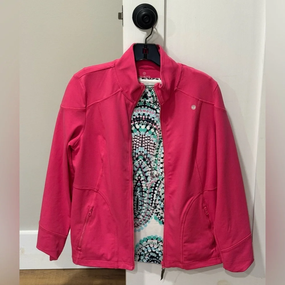 Pair of 2 Talbots New w/ Tags Pink Zip Up Sweatshirt Small Petite Paisley - Picture 3 of 8